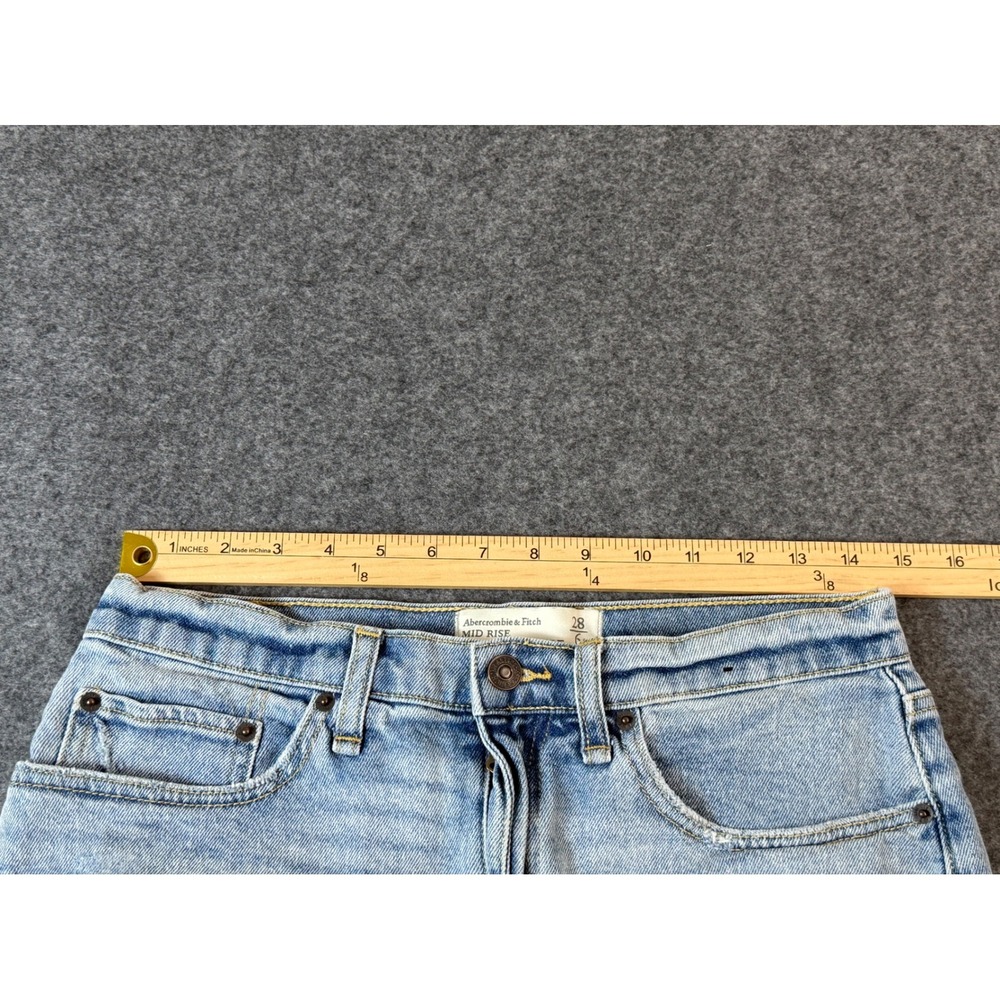 Abercrombie & Fitch Boyfriend Short Women 28 6 Blue Distressed Mid Rise Festival - Picture 5 of 8